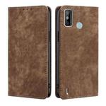 For Tecno Spark 6 GO RFID Anti-theft Brush Magnetic Leather Phone Case(Brown)