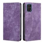 For UMIDIGI A11 Pro Max RFID Anti-theft Brush Magnetic Leather Phone Case(Purple)