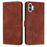 For Noting Phone 1 Skin Feel Heart Pattern Leather Phone Case(Brown)