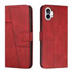 For Noting Phone 1 Stitching Calf Texture Buckle Leather Phone Case(Red)