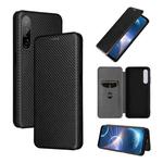 For HTC Desire 22 Pro Carbon Fiber Texture Flip Leather Phone Case(Black)