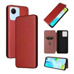 For Realme C30 Carbon Fiber Texture Flip Leather Phone Case(Brown)