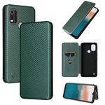 For Nokia C21 Plus Carbon Fiber Texture Flip Leather Phone Case(Green)