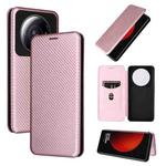 For Xiaomi 12S Ultra Carbon Fiber Texture Flip Leather Phone Case(Pink)