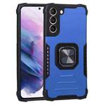 For Samsung Galaxy S22+ 5G Aluminum and TPU Phone Case with Ring Holder(Blue)