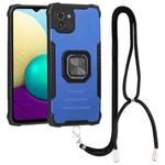 For Samsung Galaxy A03 164mm Lanyard Aluminum and TPU Phone Case(Blue)