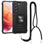 For Samsung Galaxy S22 5G Lanyard Aluminum and TPU Phone Case(Black)
