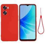 Pure Color Liquid Silicone Shockproof Phone Case for OPPO A57 4G/A77 4G/A77S 4G/A57S/A57E 4G/ OnePlus Nord N20 SE 4G(Red)