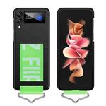 For Samsung Galaxy Z Flip3 5G PC Shockproof Folding Protective Phone Case with Lanyard(Black)