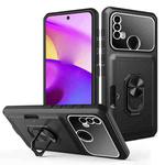 For Motorola Moto E40 / E20 Card Ring Holder PC + TPU Phone Case(Black)