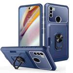 For Motorola Moto G60 Card Ring Holder PC + TPU Phone Case(Blue)