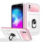 For ZTE Blade A5 2020 Card Ring Holder PC + TPU Phone Case(White+Pink)