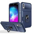 For ZTE Blade A5 2020 Card Ring Holder PC + TPU Phone Case(Blue)