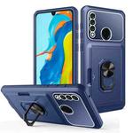 For Huawei P30 Lite Card Ring Holder PC + TPU Phone Case(Blue)