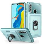 For Huawei P30 Lite Card Ring Holder PC + TPU Phone Case(Light Green)