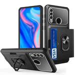 For Huawei Y9 Prime 2019 Card Ring Holder PC + TPU Phone Case(Black)