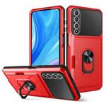 For Huawei Y9s Card Ring Holder PC + TPU Phone Case(Red+Black)