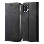 For Noting Phone 1 Denim Texture Casual Style Leather Phone Case(Black)