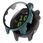 For Garmin Forerunner 255 PC Tempered Film Full Body Watch Case(Pine Needle Green)