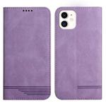 For iPhone 12 Strong Magnetic Leather Case(Purple)