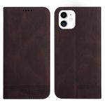 For iPhone 12 mini Strong Magnetic Leather Case (Brown)