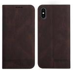 For iPhone XS Max Strong Magnetic Leather Case(Brown)