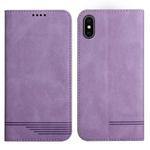 For iPhone X / XS Strong Magnetic Leather Case(Purple)