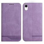 For iPhone XR Strong Magnetic Leather Case(Purple)
