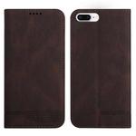 Strong Magnetic Leather Case For iPhone 8 Plus / 7 Plus(Brown)