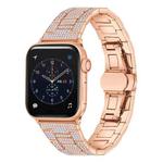 Diamond Metal Watch Band For Apple Watch Ultra 49mm / Series 8&7 45mm / SE 2&6&SE&5&4 44mm / 3&2&1 42mm(Rose Gold)