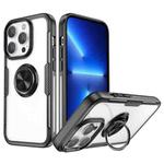 Shockproof Transparent TPU + Acrylic Protective Phone Case with Ring Holder For iPhone 14 Pro Max(Black)