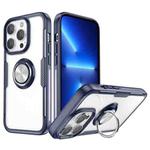 Shockproof Transparent TPU + Acrylic Protective Phone Case with Ring Holder For iPhone 14 Pro Max(Navy Blue)