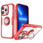 Shockproof Transparent TPU + Acrylic Protective Phone Case with Ring Holder For iPhone 14 Pro(Red)