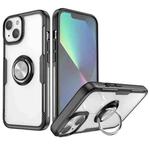 Shockproof Transparent TPU + Acrylic Protective Phone Case with Ring Holder For iPhone 14 Max(Silver Black)