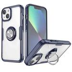 For iPhone 14 Shockproof Transparent TPU + Acrylic Protective Phone Case with Ring Holder (Navy Blue)