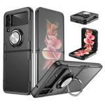 For Samsung Galaxy Z Flip4 Shockproof Transparent TPU + Acrylic Protective Phone Case with Ring Holder(Silver Black)