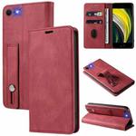 For iPhone SE 2022 / SE 2020 / 8 / 7 Wristband Magnetic Leather Phone Case(Red)