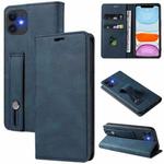 For iPhone 11 Wristband Magnetic Leather Phone Case (Dark Blue)