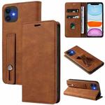 For iPhone 11 Pro Max Wristband Magnetic Leather Phone Case (Brown)
