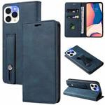 For iPhone 13 Pro Wristband Magnetic Leather Phone Case (Dark Blue)