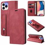For iPhone 13 Pro Wristband Magnetic Leather Phone Case (Red)