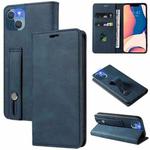 For iPhone 13 mini Wristband Magnetic Leather Phone Case (Dark Blue)