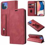 For iPhone 13 mini Wristband Magnetic Leather Phone Case (Red)