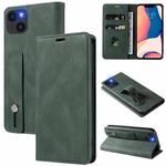 For iPhone 14 Plus Wristband Magnetic Leather Phone Case (Green)