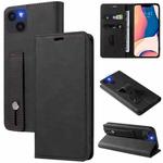 For iPhone 14 Plus Wristband Magnetic Leather Phone Case (Black)