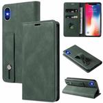 For iPhone X / XS Wristband Magnetic Leather Phone Case(Green)