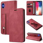 For iPhone X / XS Wristband Magnetic Leather Phone Case(Red)