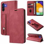 For Samsung Galaxy A13 4G Wristband Magnetic Leather Phone Case(Red)
