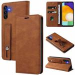 For Samsung Galaxy A13 4G Wristband Magnetic Leather Phone Case(Brown)