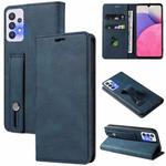 For Samsung Galaxy A33 Wristband Magnetic Leather Phone Case(Dark Blue)